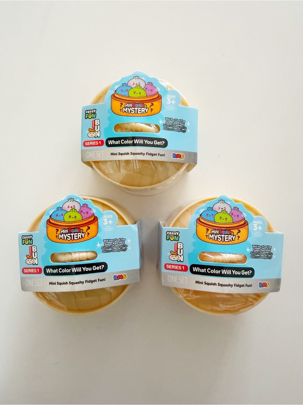 RMS Mini Squishy Mystery Dumplings Bundle of 3 Sealed Authentic Rare Series 1